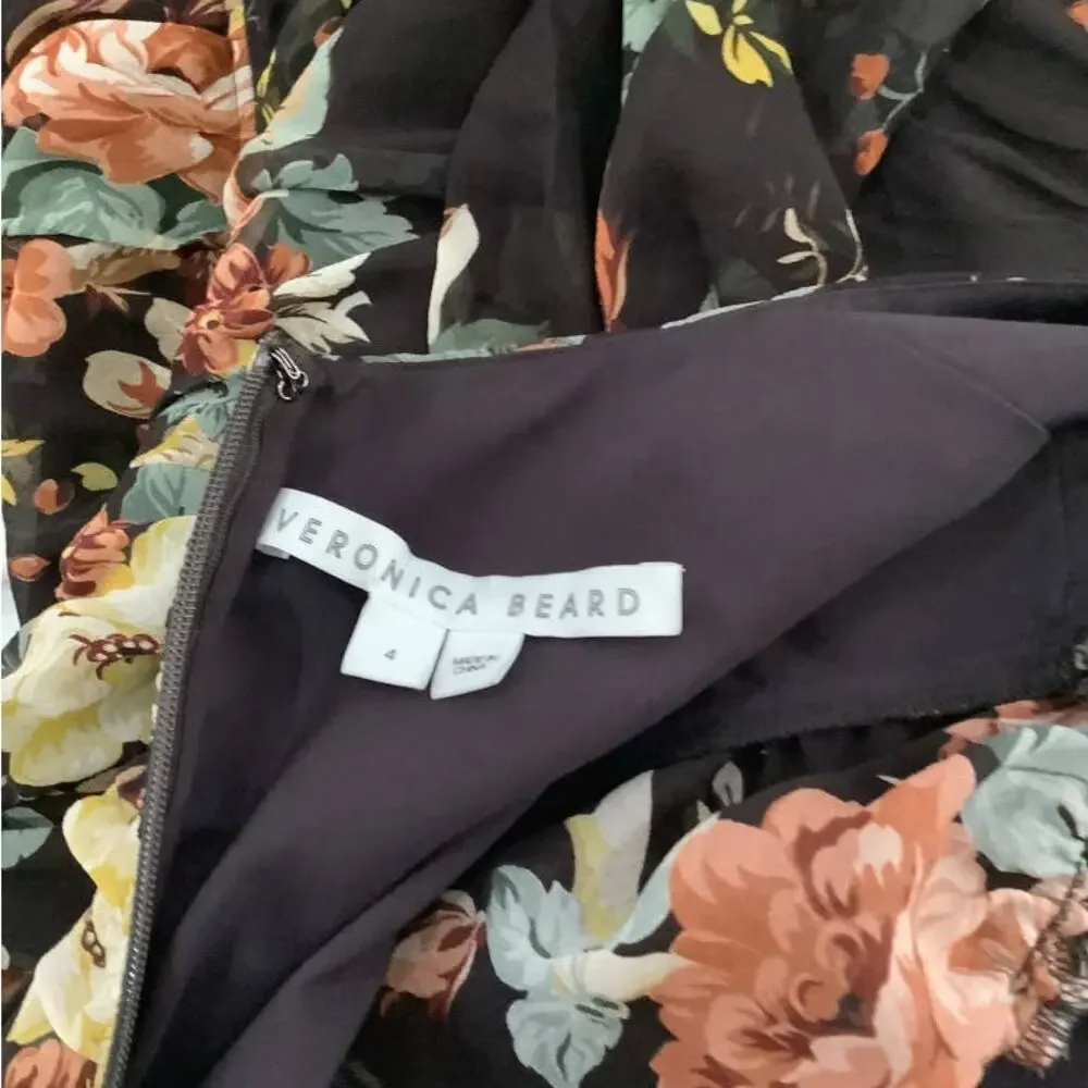 Veronica Beard Hedera Silk Mini‎ Dress Oxblood Floral Print Size 4